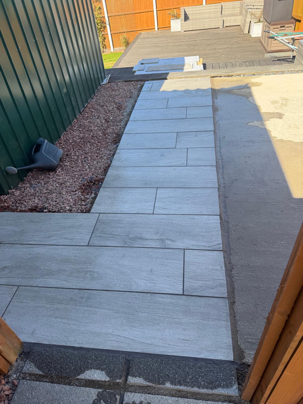 Side path with stone edging